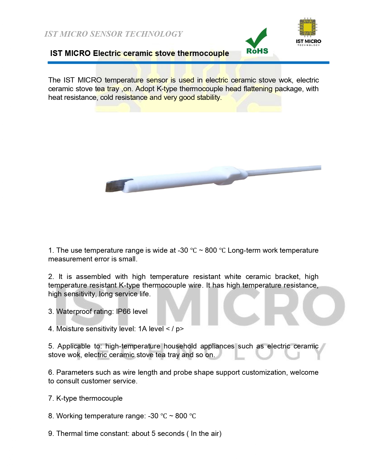 Elektrikli seramik soba termokupl